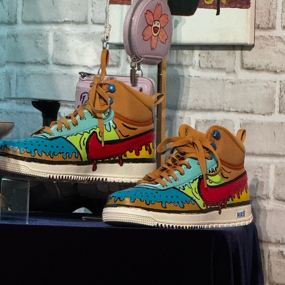 Nike Court Vision Sneakers with Graffiti Design Size 8 Mens New custom comic - Picture 11 of 11